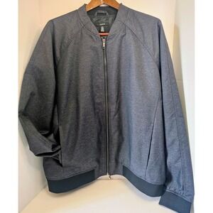 Alfani XXL Mens Bomber Jacket Full Zip Gray Nylon Blend‎ Lightweight Coat